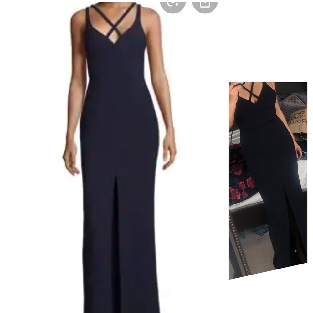 “LIKELYNYC” navy Blue long dress